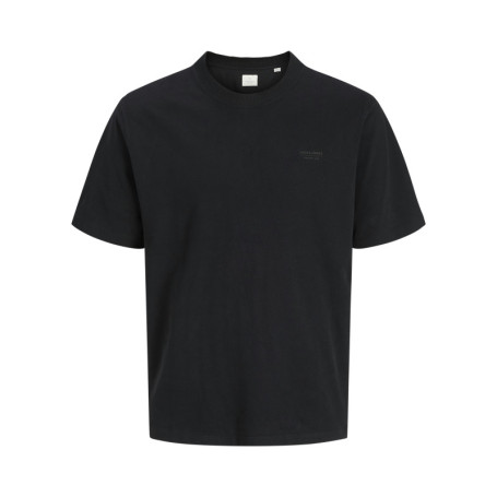 T-shirt manches courtes en coton noir uni avec...