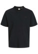 Thumbnail T-shirt manches courtes en coton noir uni avec une coupe droite
