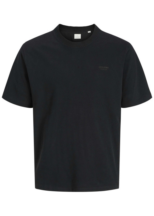 T-shirt manches courtes en coton noir uni avec une coupe droite