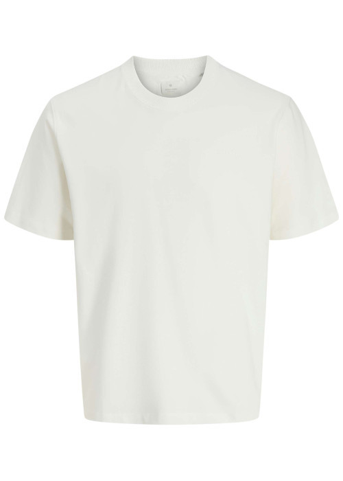 T-shirt manches courtes en coton blanc uni avec une coupe droite