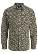 Thumbnail Chemise en coton kaki fleurie à coupe slim avec un col français