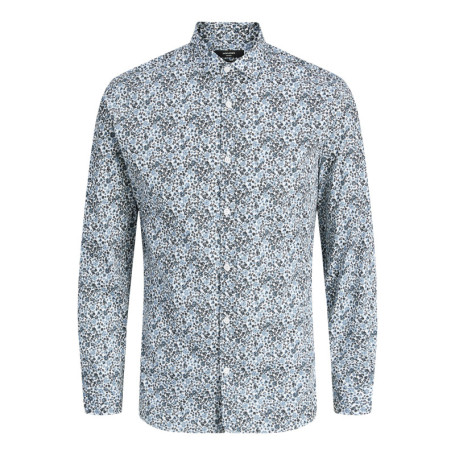 Chemise en coton ciel fleurie à coupe slim avec...