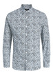 Thumbnail Chemise en coton ciel fleurie à coupe slim avec un col français