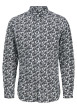 Thumbnail Chemise en coton marine fleurie à coupe slim avec un col français