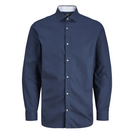 Chemise marine en coton biologique à motifs...
