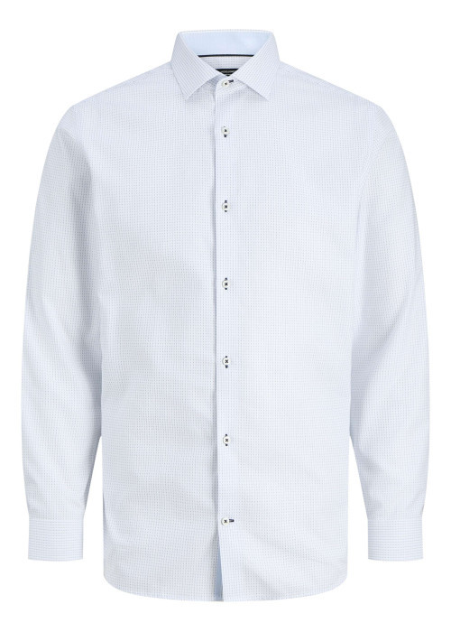 Chemise blanche en coton biologique à motifs géométriques avec une coupe slim