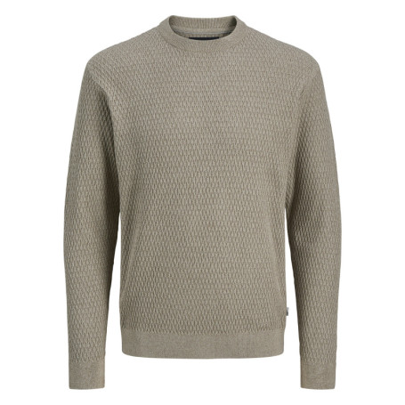 Pull en coton beige à coupe droite en maille...