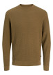 Thumbnail Pull en coton camel à coupe droite en maille avec un col rond
