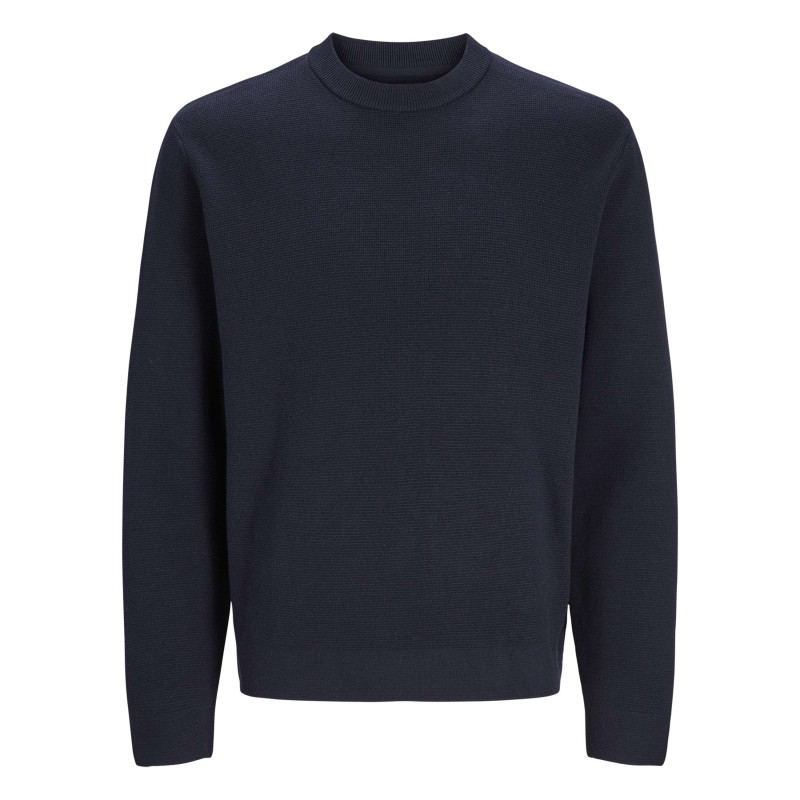 Premium - Pull Manches Longues En Coton Marine En Maille Fine à Coupe Droite Avec Col Rond - Marine Premium - Pull Manches Longues En Coton Marine En Maille Fine à Coupe Droite Avec Col Rond - Marine