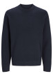 Thumbnail Pull manches longues en coton marine en maille fine à coupe droite avec col rond