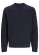 Thumbnail Pull manches longues en coton marine en maille fine à coupe droite avec col rond