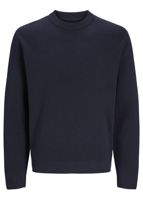 Pull manches longues en coton marine en maille...