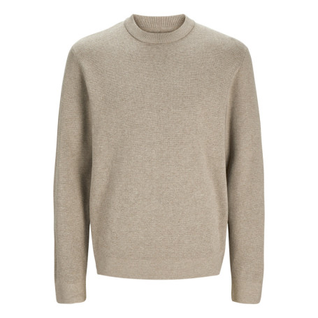 Pull manches longues en coton beige en maille...
