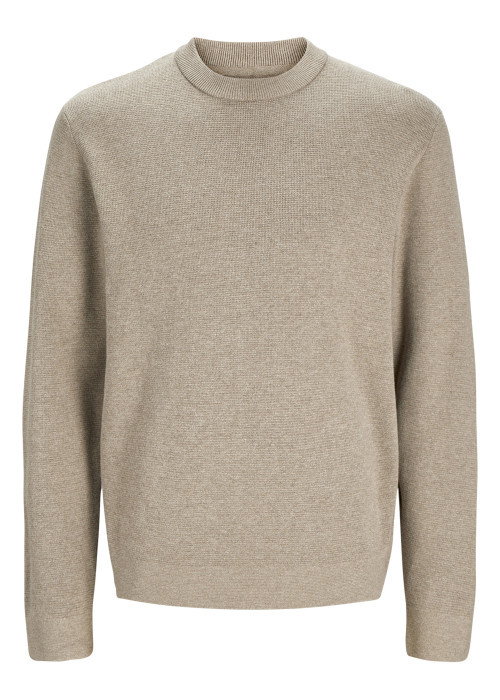 Pull manches longues en coton beige en maille...