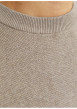Thumbnail Pull manches longues en coton beige en maille fine à coupe droite avec col rond - Image 2