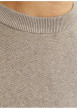 Thumbnail Pull manches longues en coton beige en maille fine à coupe droite avec col rond - Image 2