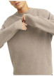 Thumbnail Pull manches longues en coton beige en maille fine à coupe droite avec col rond - Image 6