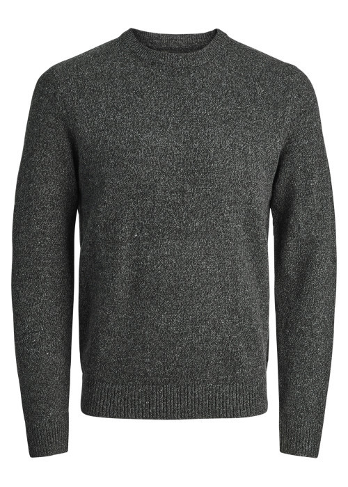 Pull anthracite en laine avec une coupe droite et un col rond