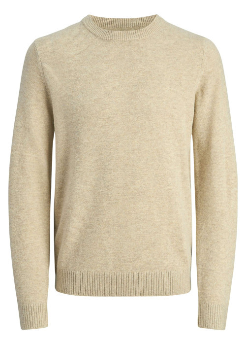 Pull manches longues écru en laine avec une coupe droite et un col rond