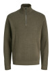 Thumbnail Pull en coton marron en maille fine avec une coupe droite et un col camionneur