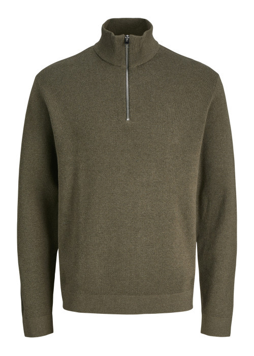 Pull en coton marron en maille fine avec une coupe droite et un col camionneur