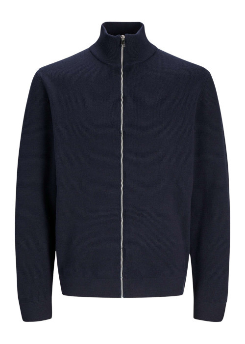 Gilet en coton marine en maille fine à coupe droite avec un col montant