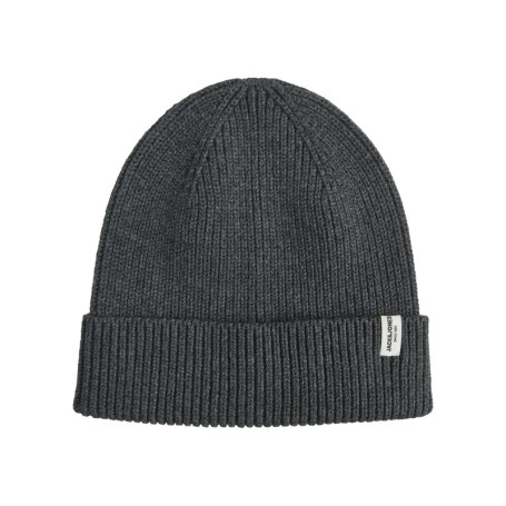 Bonnet gris en coton biologique en maille côtelée