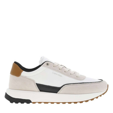 Baskets running en cuir blanches et crème avec...