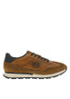 Thumbnail Sneakers en cuir cognac à talon plat avec lacets bicolores et logos de la marque