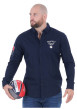 Thumbnail Chemise en coton biologique marine unie à coupe ajustée avec un col boutonné - Image 2