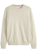 Thumbnail Pull en coton beige uni avec un col rond et des manches longues