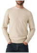 Thumbnail Pull en coton beige uni avec un col rond et des manches longues - Image 2