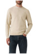 Thumbnail Pull en coton beige uni avec un col rond et des manches longues - Image 3