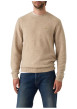 Thumbnail Pull beige uni en laine avec un col rond et logo de la marque sur la poitrine - Image 3