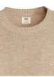 Thumbnail Pull beige uni en laine avec un col rond et logo de la marque sur la poitrine - Image 5