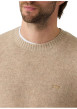 Thumbnail Pull beige uni en laine avec un col rond et logo de la marque sur la poitrine - Image 6