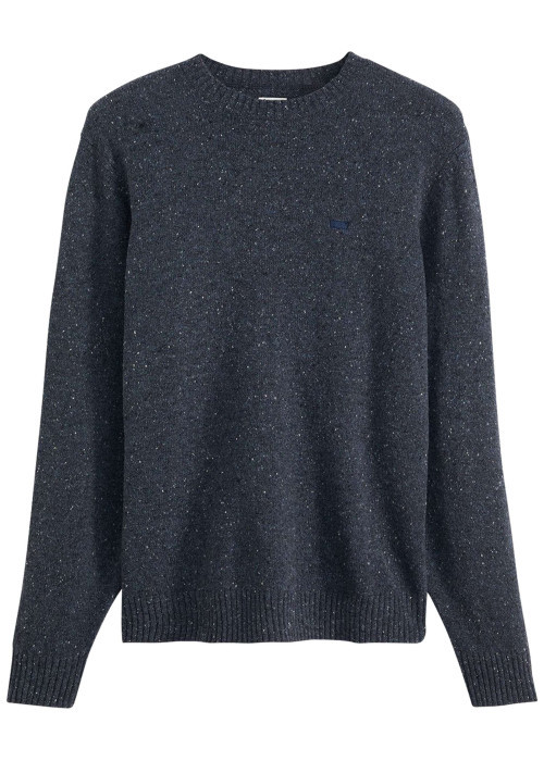Pull nuit uni en laine d'agneau avec col rond et manches longues