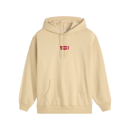 Sweat écru uni en coton avec un col à capuche...