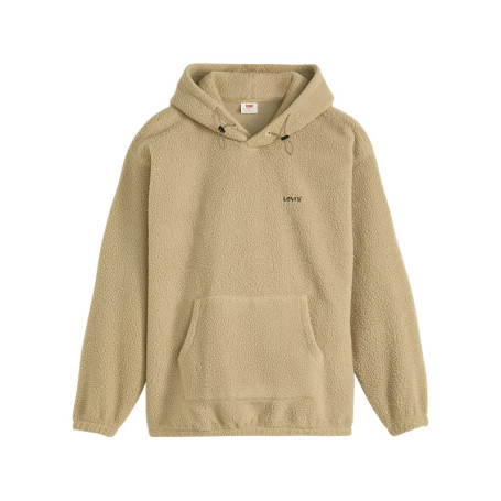 Sweat beige uni avec un col à capuche et logo...