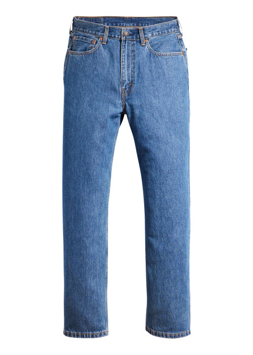 Jean 565 Loose Straight en coton bleu jean uni avec patch de la marque