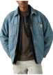 Thumbnail Blouson réversible en coton bleu jean clair uni et moumoute motif écossais - Image 2