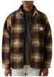 Thumbnail Blouson réversible en coton bleu jean clair uni et moumoute motif écossais - Image 3