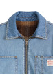 Thumbnail Blouson réversible en coton bleu jean clair uni et moumoute motif écossais - Image 6