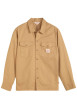 Thumbnail Chemise en coton beige unie avec un col chemise et fermeture par boutons