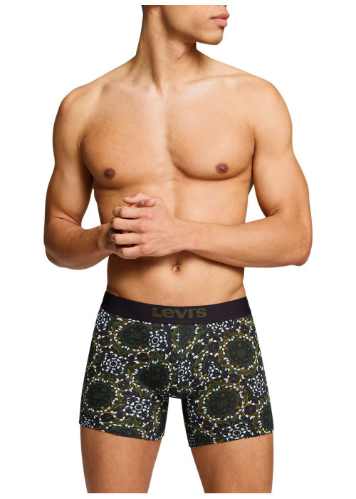 Lot de 2 boxers courts noir et vert en coton avec ceinture élastiquée