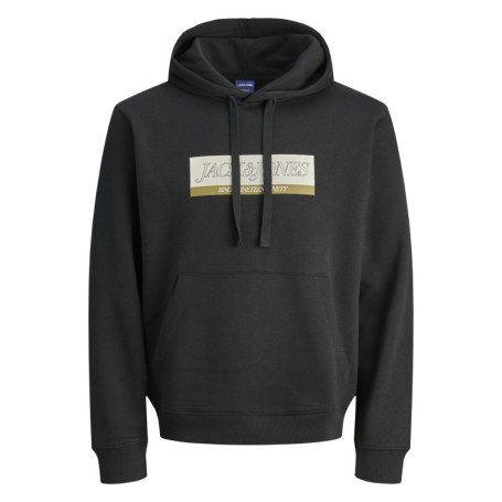 Sweat en coton mélangé noir avec logo beige...