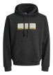 Thumbnail Sweat en coton mélangé noir avec logo beige imprimé et un col à capuche