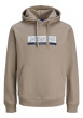 Thumbnail Sweat en coton mélangé beige avec logo bleu imprimé et un col à capuche