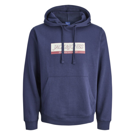 Sweat en coton mélangé marine avec logo rouge...