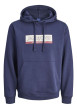 Thumbnail Sweat en coton mélangé marine avec logo rouge imprimé et un col à capuche